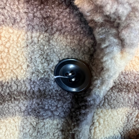 Kendall + Kylie Faux Fur Plaid Teddy Coat L - Picture 8 of 13